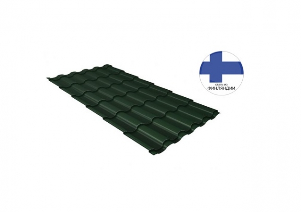 Металлочерепица Кредо 0,5 GreenСoat Pural Matt RR 11 Темно-зеленый RAL 6020 хромовая зелень