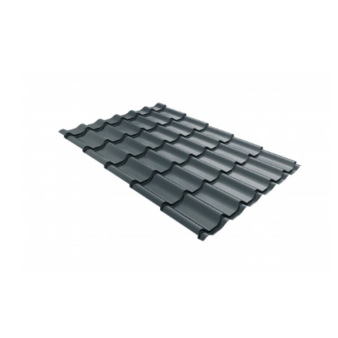 Металлочерепица Камея 0,5 Satin RAL 7016 Антрацитово-серый