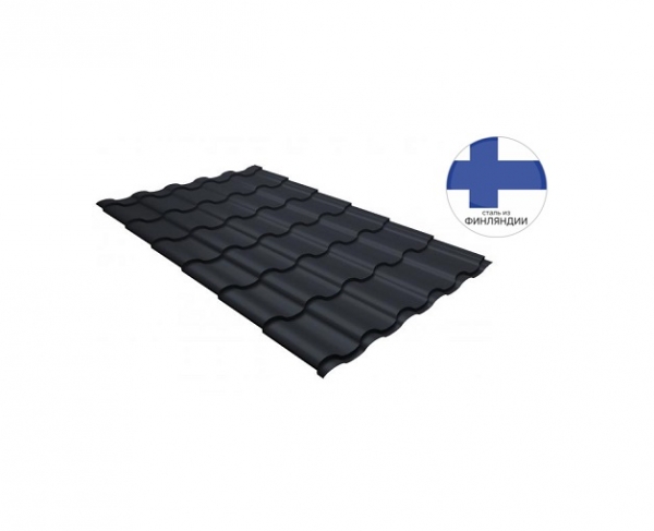 Металлочерепица Кредо 0,5 GreenСoat Pural RR 23 Темно-серый RAL 7024 мокрый асфальт