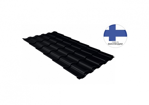 Металлочерепица Кредо 0,5 GreenСoat Pural Matt RR 33 Черный RAL 9005 черный