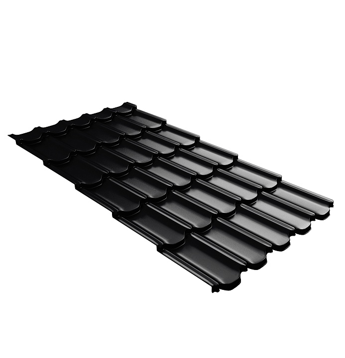 Металлочерепица GL Квинта Плюс c 3D резом 0,5 PurLite Matt RAL 9005 Черный