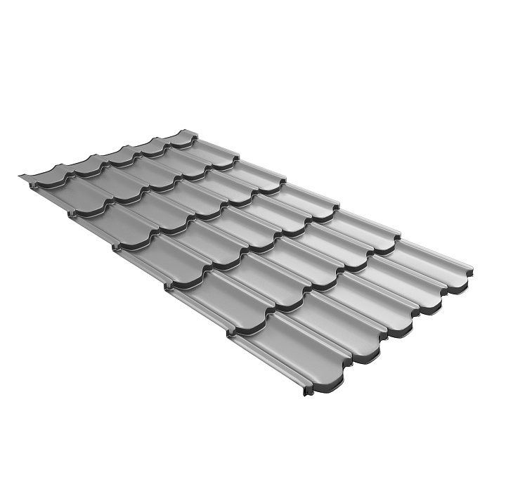 Металлочерепица GL Квинта Плюс c 3D резом 0,5 Satin RAL 7004 Серый