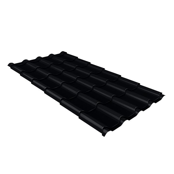 Металлочерепица Камея 0,5 PurPro Matt RAL 9005 Черный темный