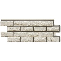 Фасадная панель Grand Line Колотый камень Design молочный со швом RAL 7006