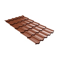 Металлочерепица GL Квинта Плюс c 3D резом 0,5 Satin RAL 8004 Терракота