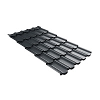 Металлочерепица GL Квинта Плюс c 3D резом 0,5 Satin Matt RAL 7016 Антрацитово-серый