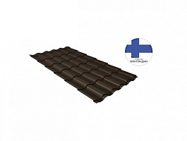 Металлочерепица Кредо 0,5 GreenСoat Pural RR 32 Темно-коричневый RAL 8019 серо-коричневый