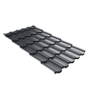Металлочерепица GL Квинта Плюс c 3D резом 0,5 Satin Matt RAL 7024 Мокрый асфальт
