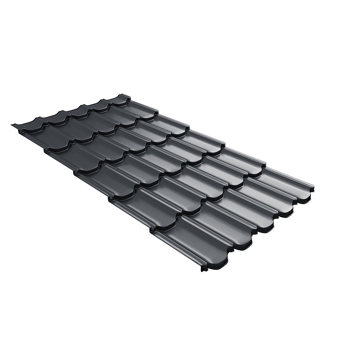 ПВ GL Квинта Плюс c 3D резом 0,45 Polyester RAL 7024 Мокрый асфальт